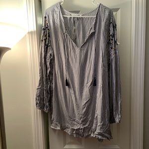 Blue striped floral tunic NWT XLT